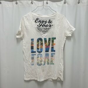 White Love Print Women's Short Sleeve Tee